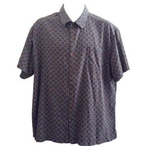 Nat Nast Luxury Originals Men's Shirt Extra Large Blue White Geometric